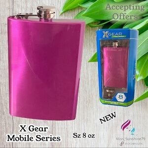 X Gear Mobile Series - NEW in Box - Stainless Steel flask HOT PINK 8 oz & funnel